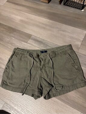 GAP Olive Green Linen Blend Drawstring Shorts